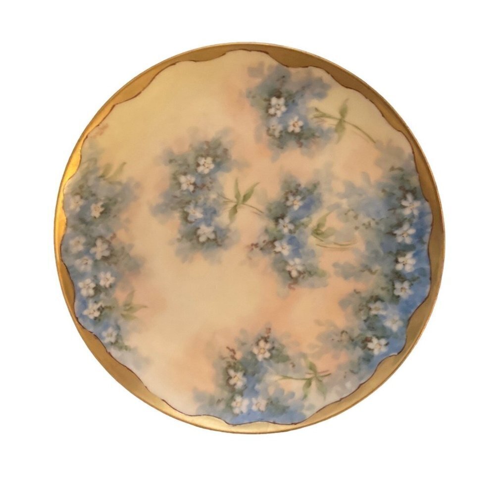 Vintage Ogden Merrill & Greer Haviland France Blue Floral Plate Great Condition